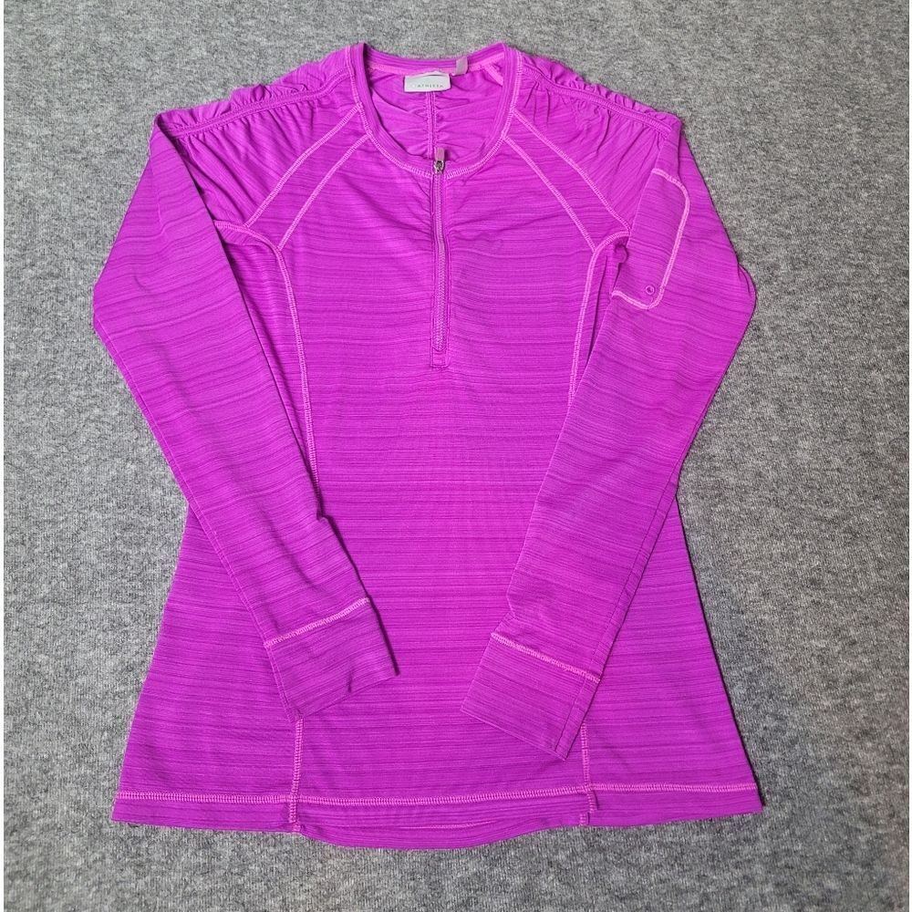 Athleta Quarter Zip Womens Size S Activewear Purple Long Sleeve  Zipped Pocket